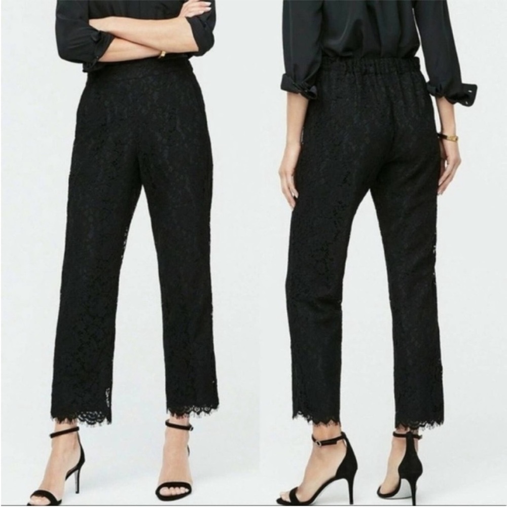 J. Crew Easy Pants in Black Lace Pull On | Size 2